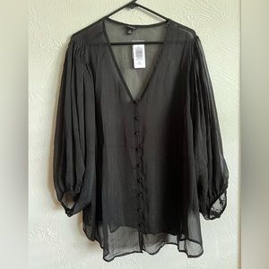 NWT Torrid black chiffon v neck button blouse